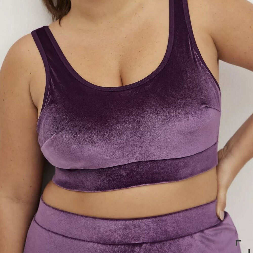 Torrid Lightly Lined Velour‎ Scoop Bralette in Blackberry (Purple) Size 2 - NWOT